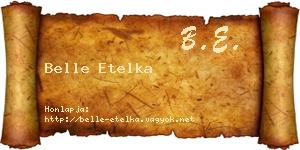 Belle Etelka névjegykártya